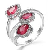 Classic 925 Sterling Silver High Quality Clear Blue Sparking CZ Geometric Stackable Opening Rings for Women Wedding Jewelry Gift