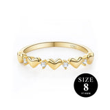 14K Gold Plated Heart Stackable Ring for Women, 925 Sterling Silver CZ Promise Ring, Hypoallergenic Lightweight Minimalist Band for Everyday Wear, Work, Party, Wedding, Date Night & Vacation, Trendy Jewelry Gift for Her Sizes 5/6/7/8/9