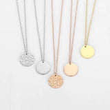 Minimalist Stainless Steel Pendant Necklace for Women Girls Gold Color Hammered Disc Dainty Necklaces Jewelry Wholesale