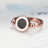 Classic Design Can Be Rotated Enamel and Shell Roman Numeral Beautiful Woman Ring Stainless Steel Brand Ring Jewelry for Women