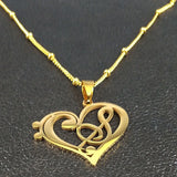 Aesthetic Music Note Heart of Treble Clef Stainless Steel Necklace for Women Men Gold Color Musical Chain Jewelry Collar N1135