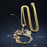 Bird Hummingbird Flower Necklace for Women Men Stainless Steel Gold Color Animal Pendant Necklaces Jewelry Collar Colibri N4626S